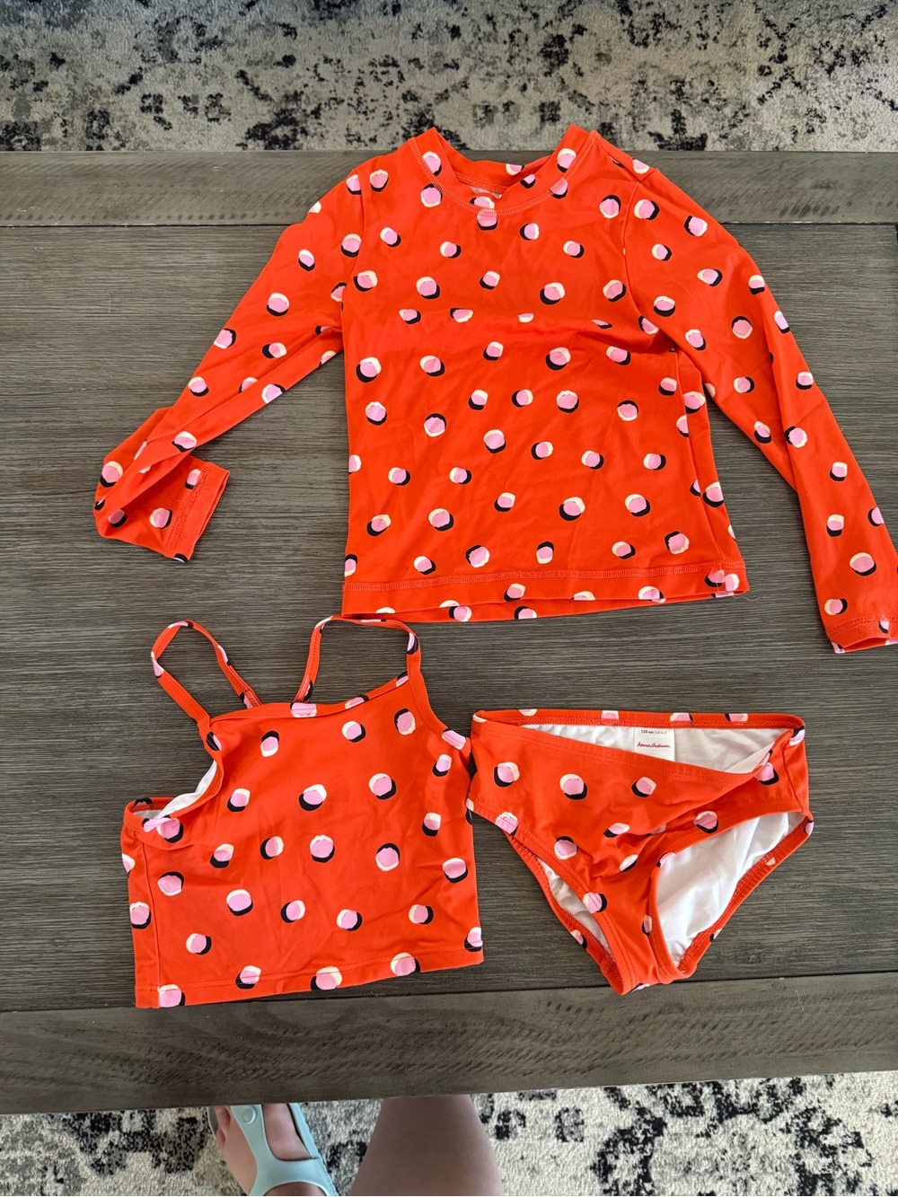 Hanna Andersson Orange Polka Dot 3-Piece Swim Set